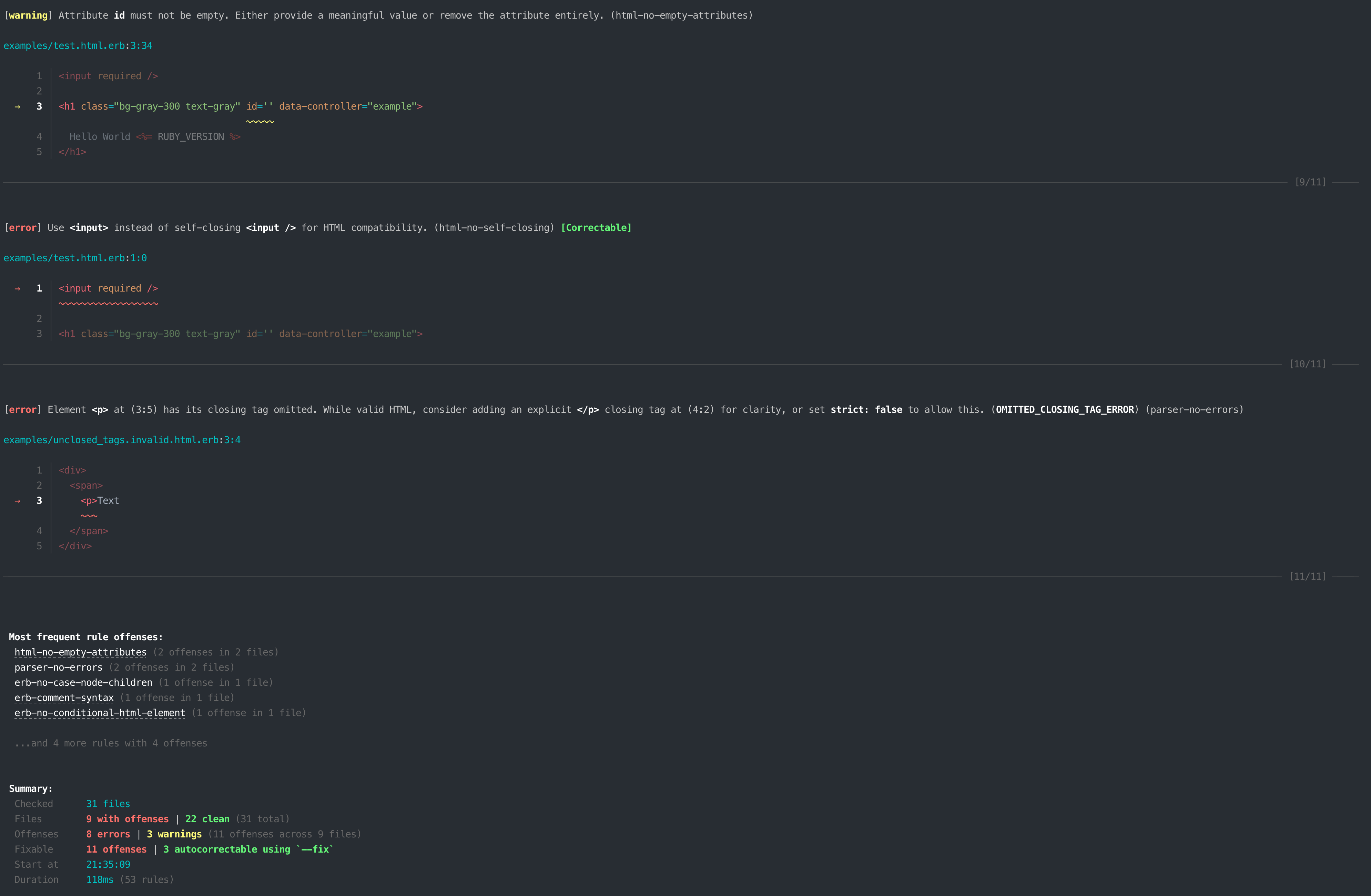 Linter CLI with improved color coding for severity levels